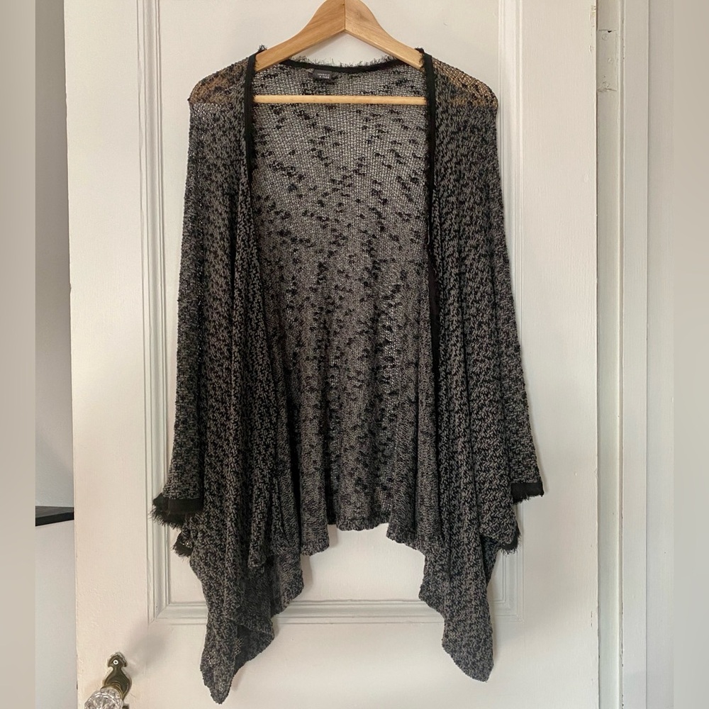 Sparkle & Fade Black and Gray Knit Poncho | S